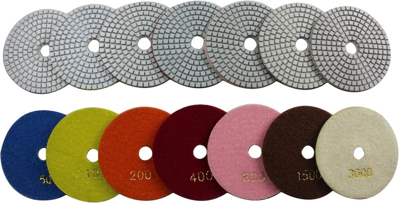 Konfor 7 Pcs Wet 4" Diamond Polishing Pads Set for Granite Marble Concrete Stone Polish - Image 3